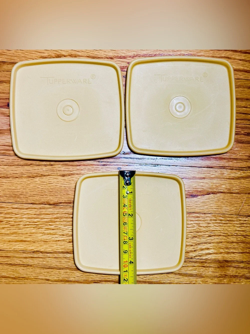 Vintage 1970s Tupperware #310 Lid Set x3 Almond Yellow 5